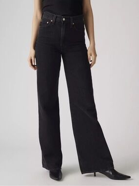 Levi's Ribcage Wide Leg Women's Jeans Size 29 100% Cotton Faded Black
